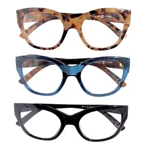 +2.00 Max Studio Blue Tortoise Designer Readers Cheaters Color Block Uni…